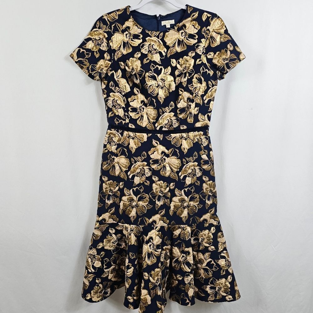 Shoshanna Florin Brocade Mermaid Cocktail Dress in Navy - Size 4